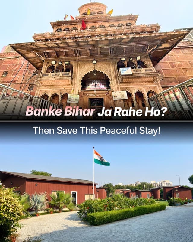 Hostizzy carousel: Heading to Banke Bihari? Save this peaceful Vrindavan stay.